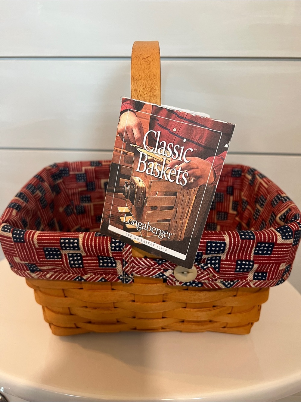 Longaberger 2001 Red, Blue & White Patriotic Lined Woven Spring Basket